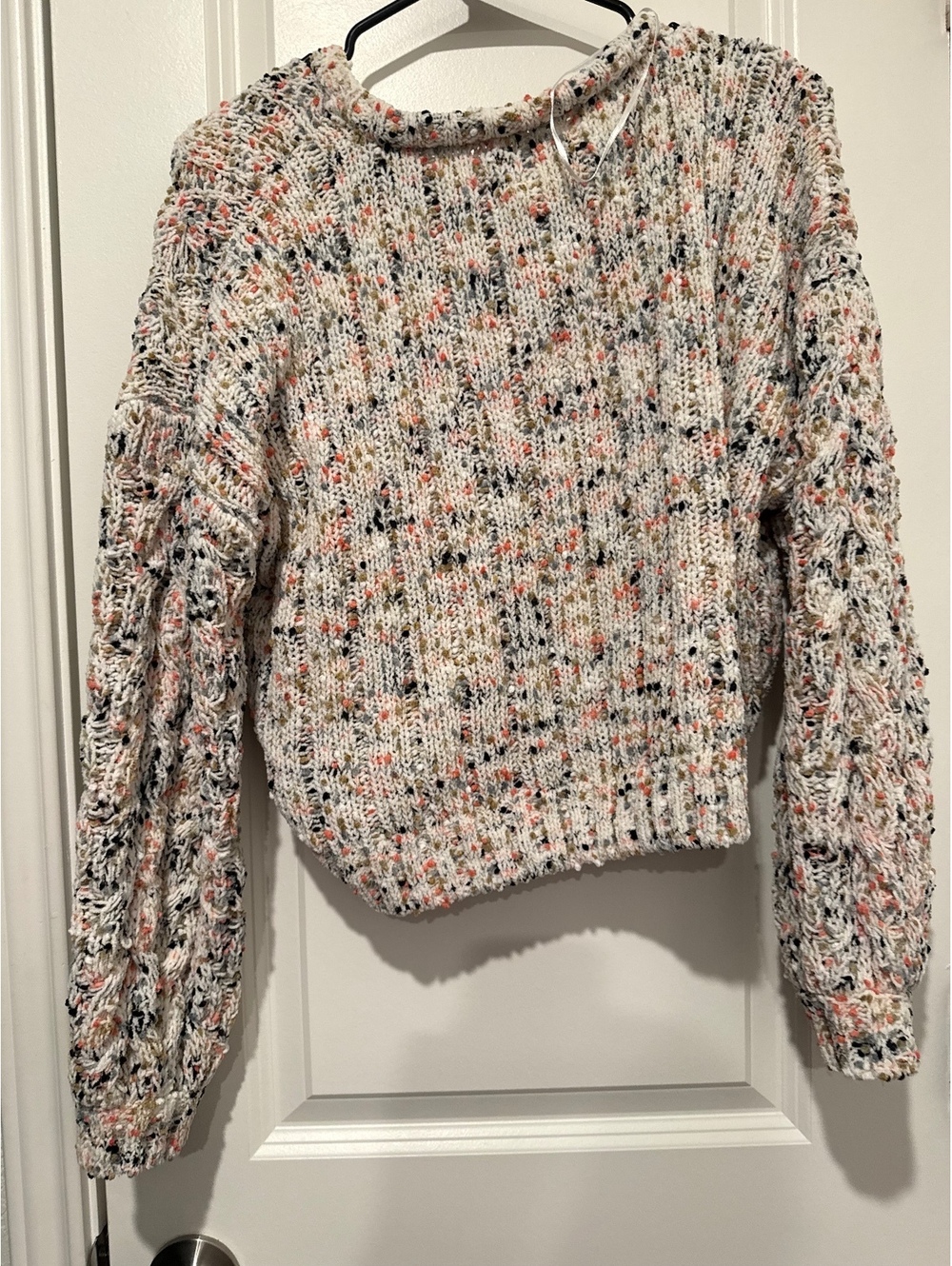 Jessica Simpson Women's Cropped Medium Multicolor Chunky Knit Sweater